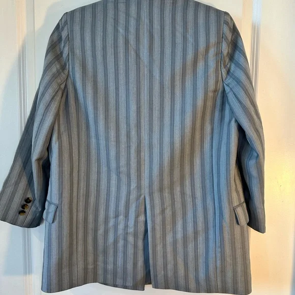 Acne Studios Janny Double Breasted Grey Striped Wool Blazer, size 33
